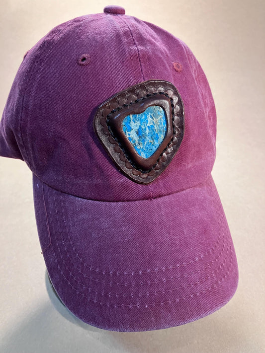 Soft Cotton Baseball Cap with Stone set in Leather