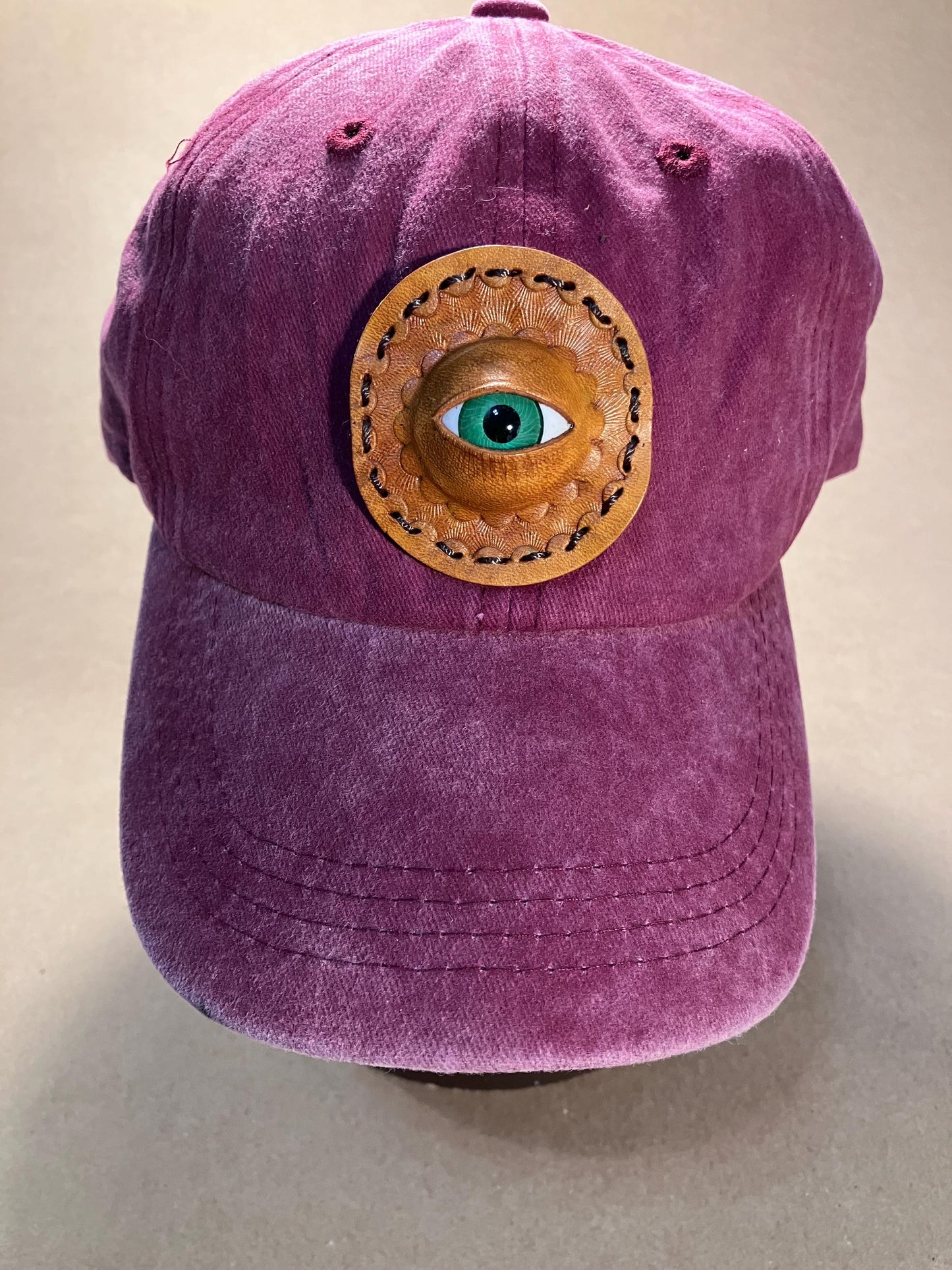 Soft Cotton Baseball Cap with EYE set in Leather