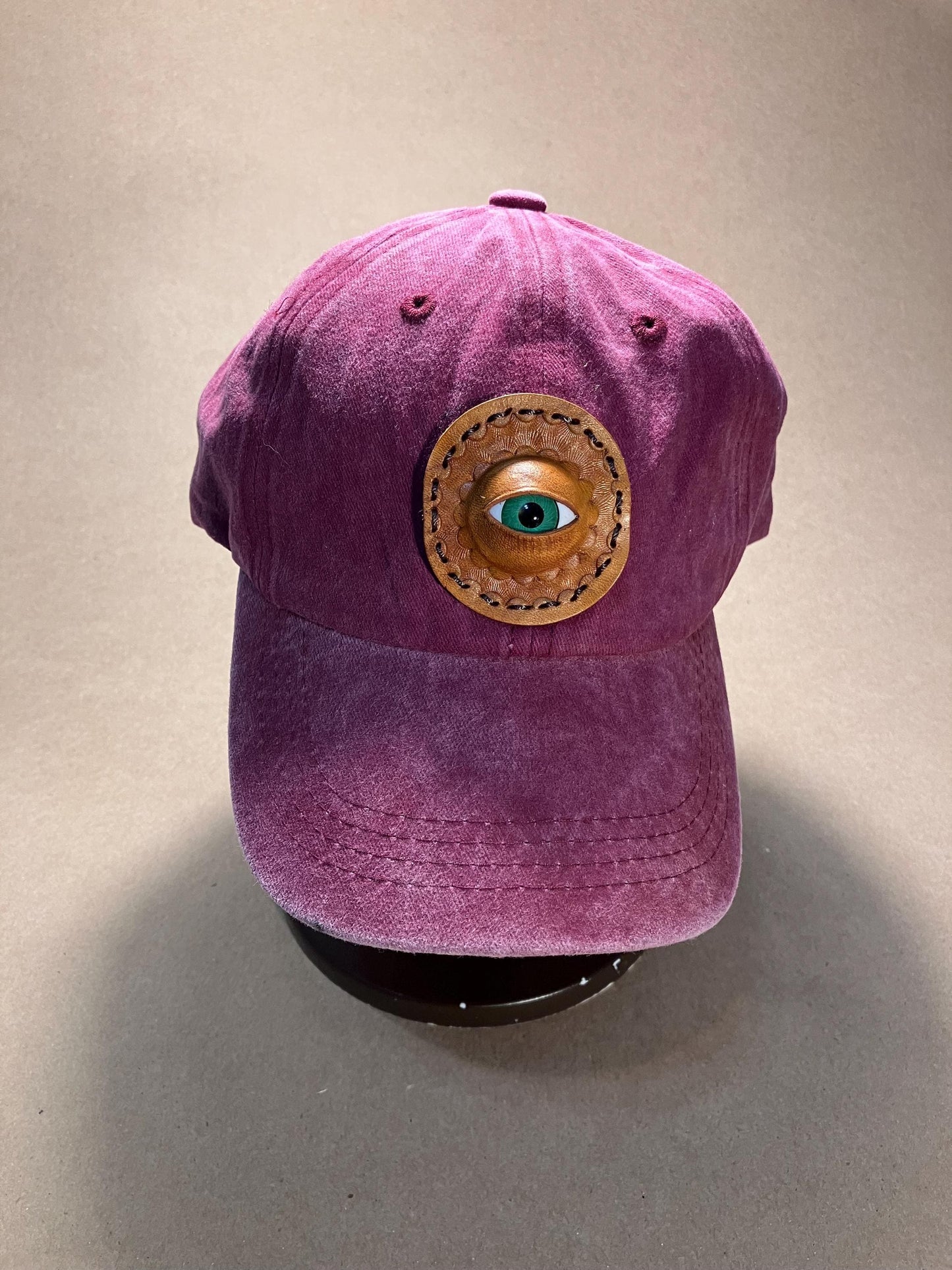 Soft Cotton Baseball Cap with EYE set in Leather