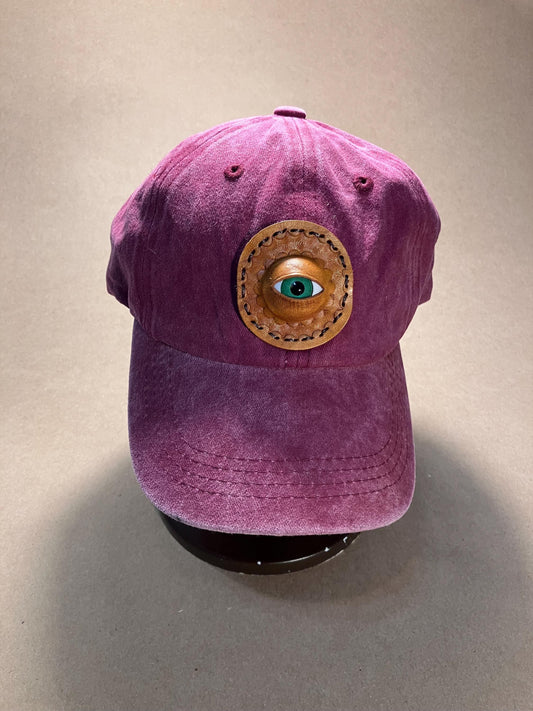 Soft Cotton Baseball Cap with EYE set in Leather
