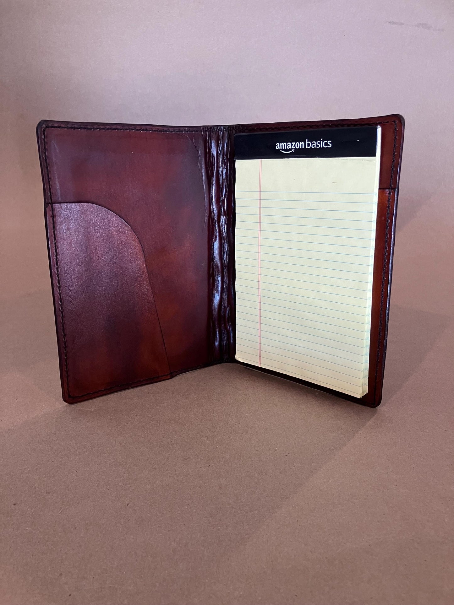 Handcrafted Leather Mini Portfolio | Full Grain Cowhide 5x7 Notepad Holder | Rustic Vintage Padfolio | Handmade in Texas